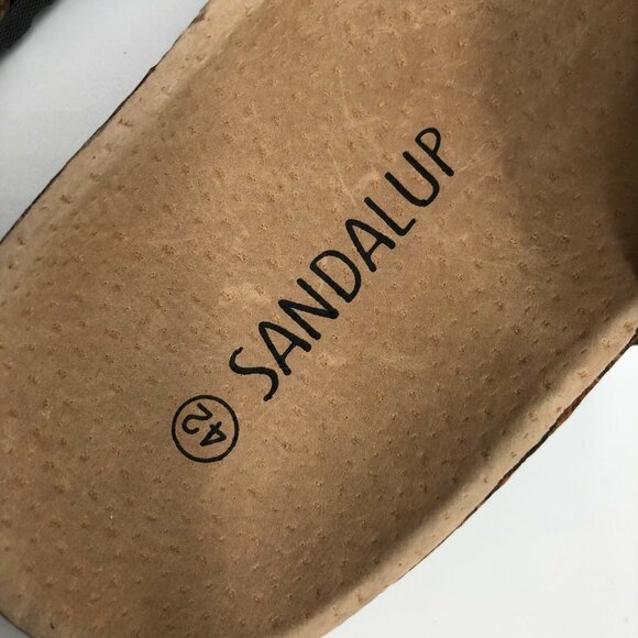 SandalUp Womens Slide Sandals Footbed Faux Leather Buckle Navy Blue 42 US 11 - Picture 6 of 6